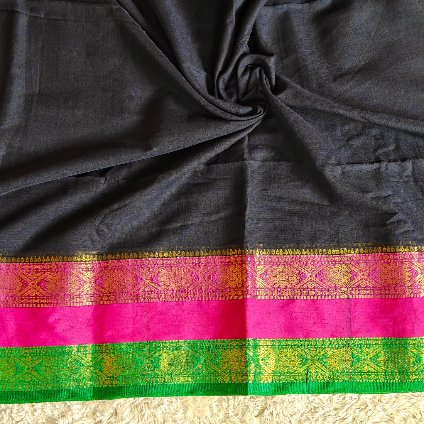 black mul cotton kanchi border