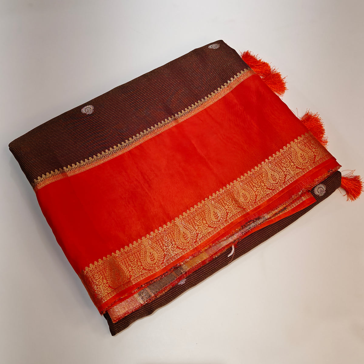 Brown dola crape saree