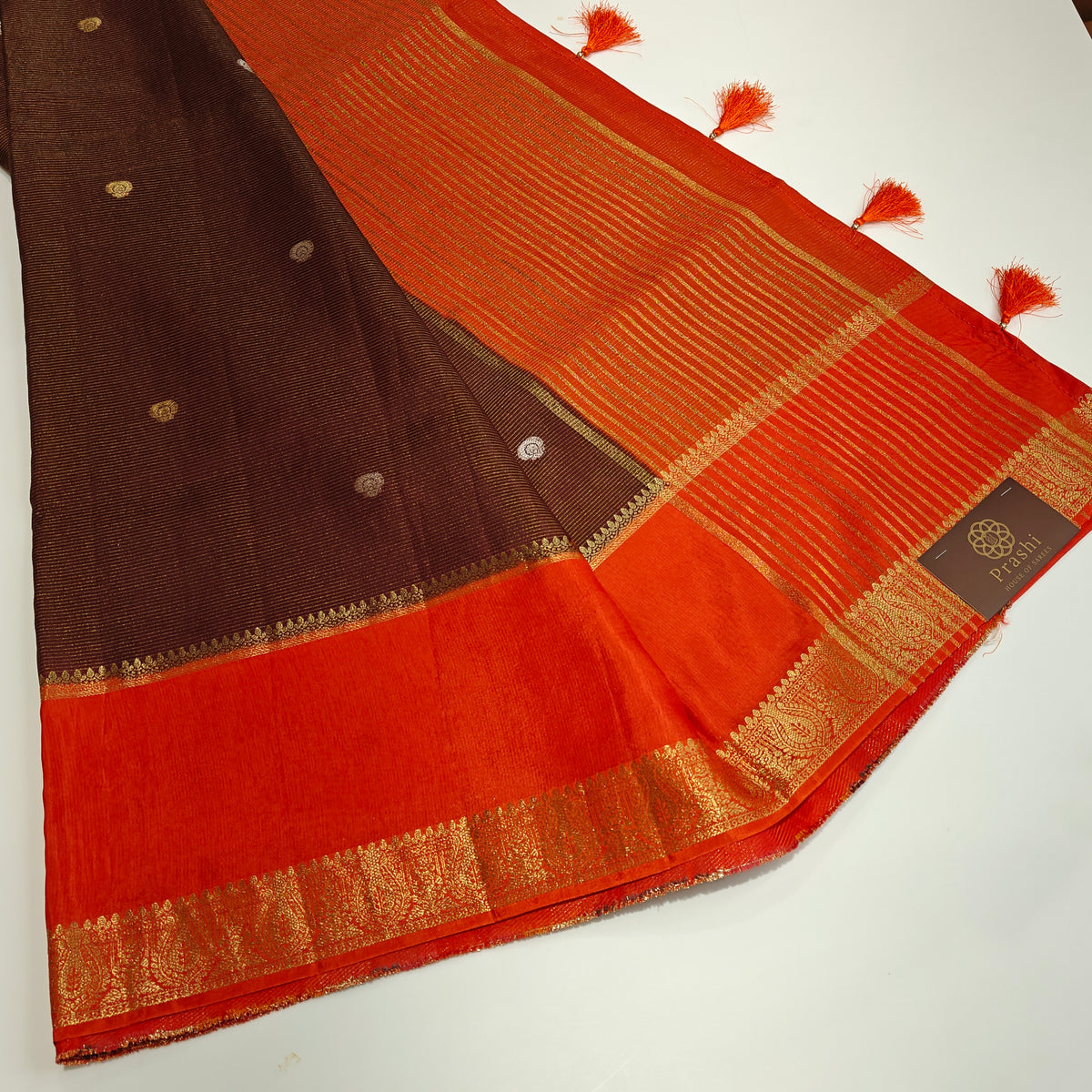 Brown dola crape saree