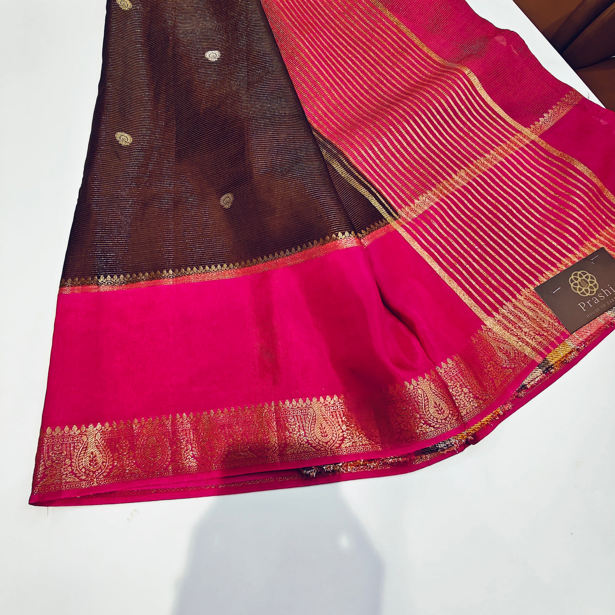 Brown dola crape saree