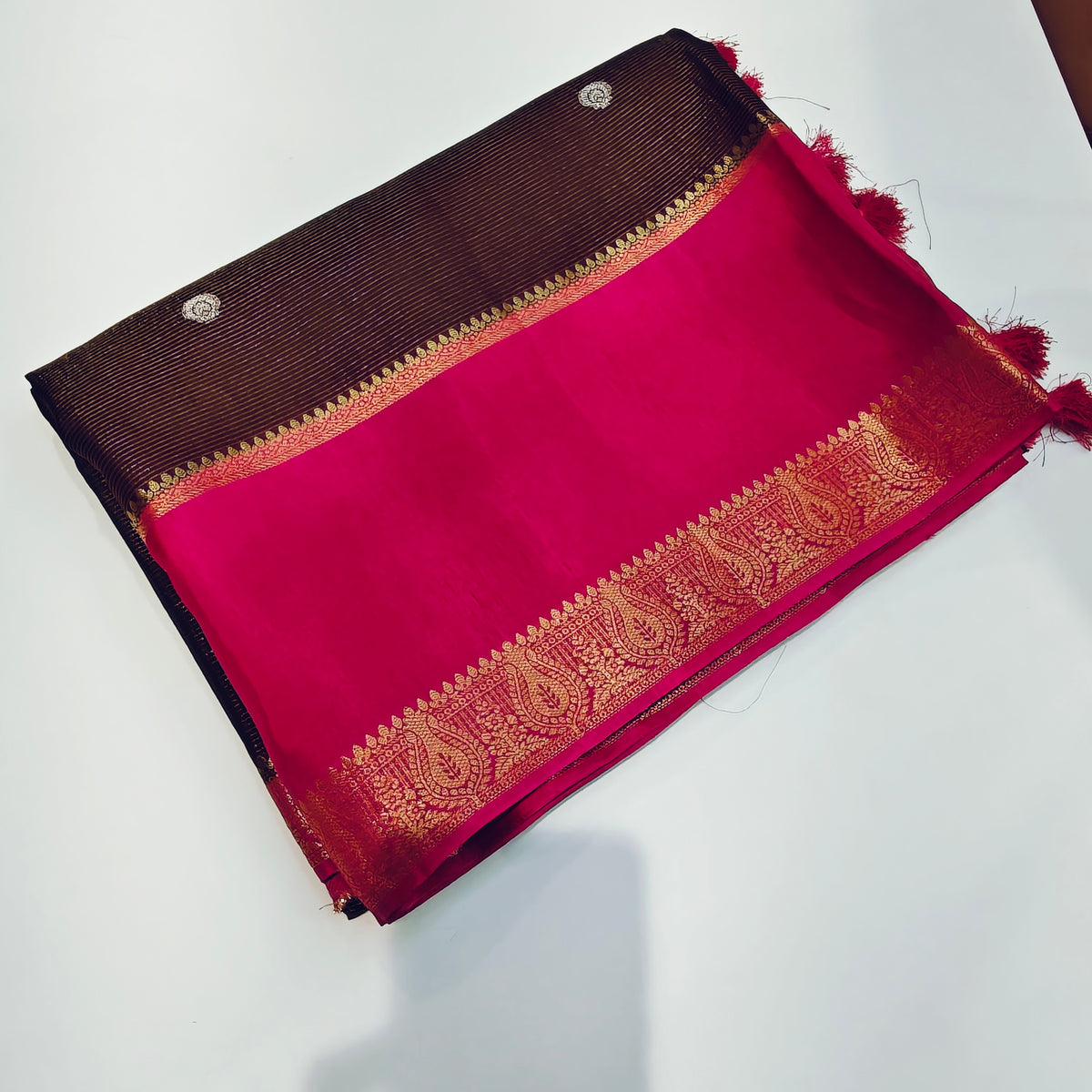 Brown dola crape saree