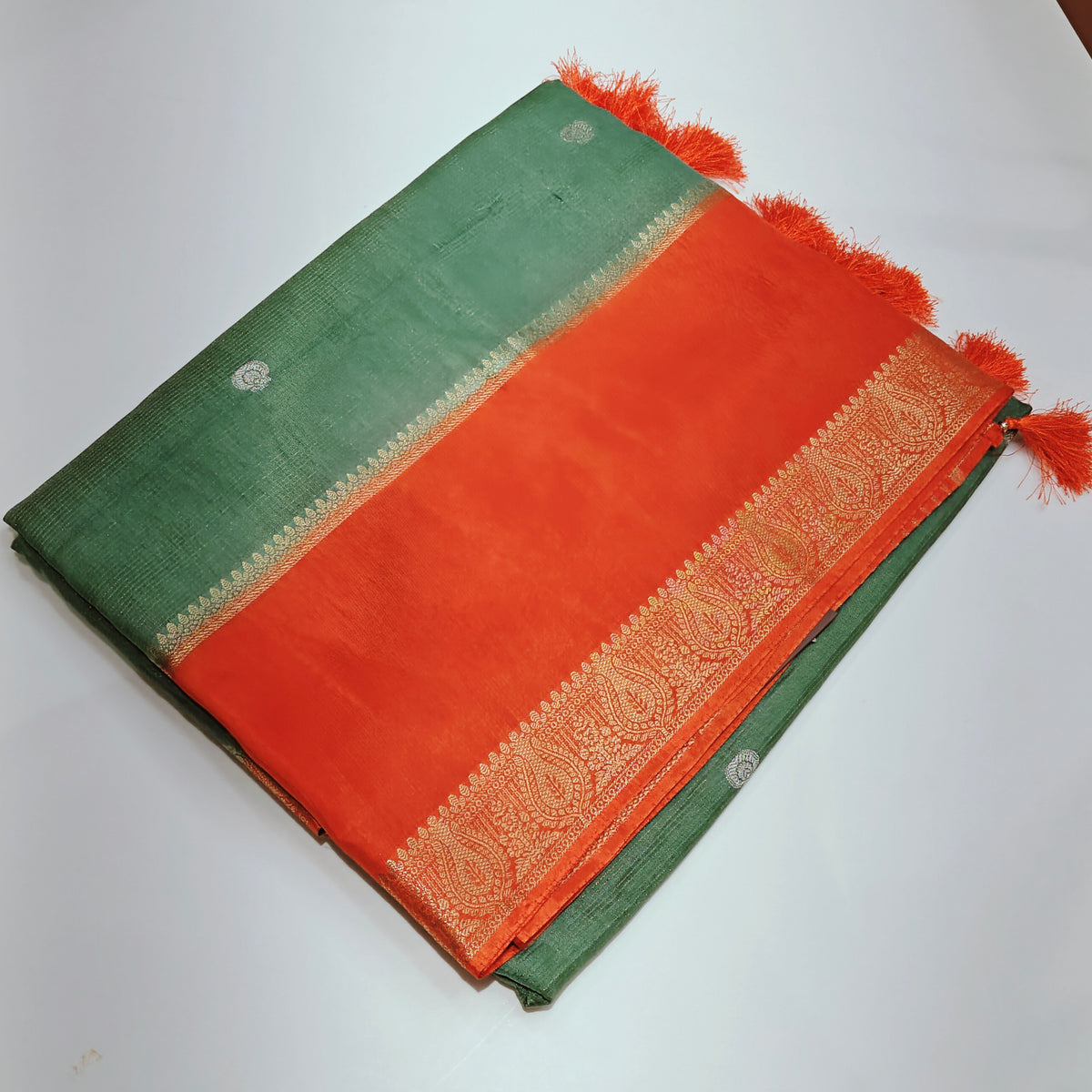 Pista green dola crepe saree