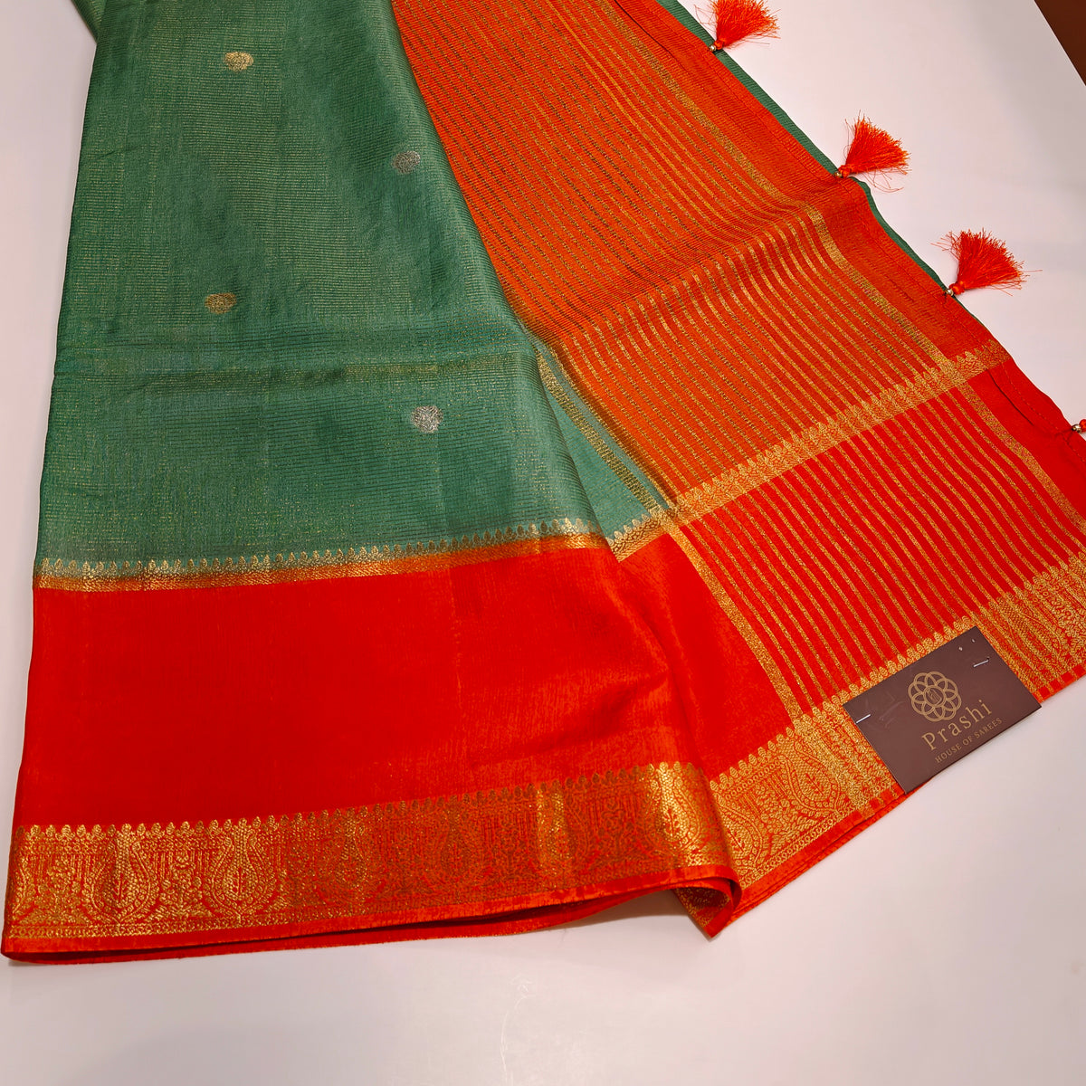 Pista green dola crepe saree