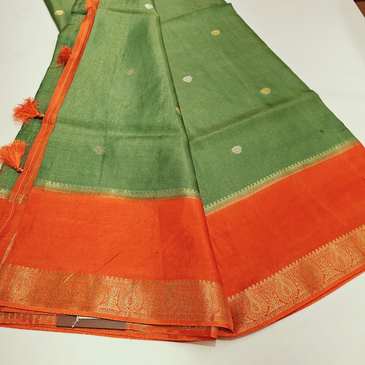 Pista green dola crepe saree
