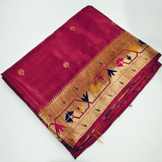 Pink pure viscose paithani  saree