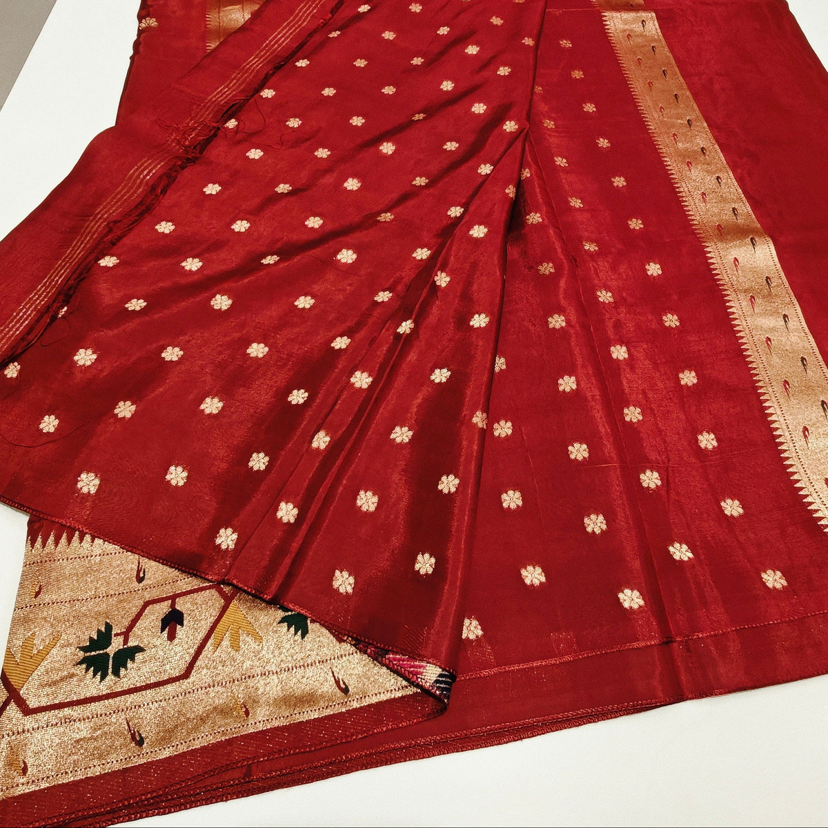 Maroon pure viscose paithani saree