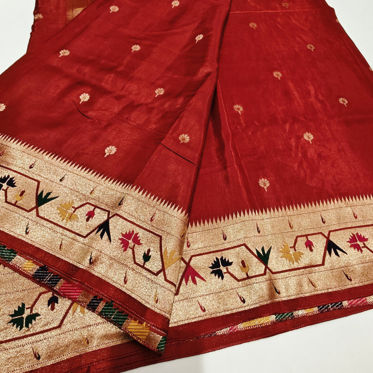Maroon pure viscose paithani saree
