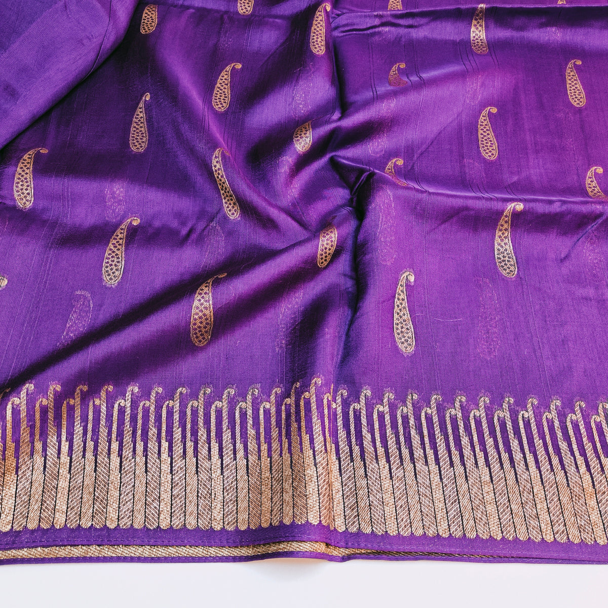 Purple temple tussar saree