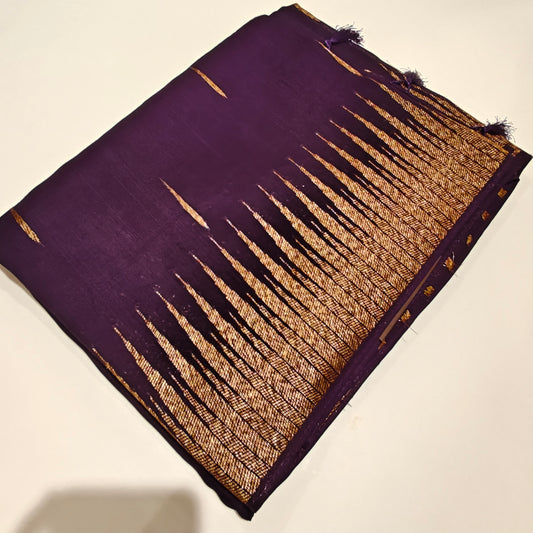 Drak purple temple tussar saree