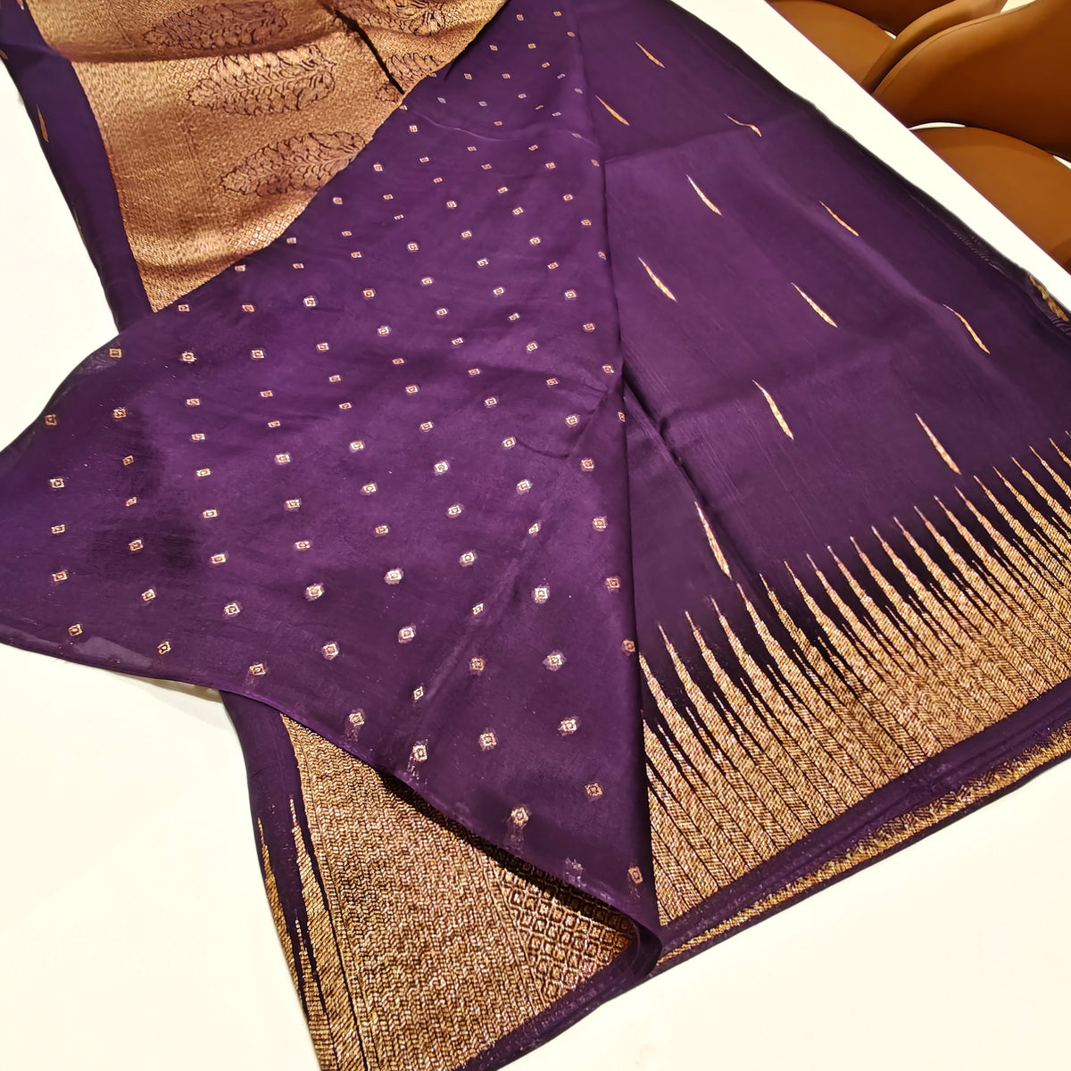 Drak purple temple tussar saree