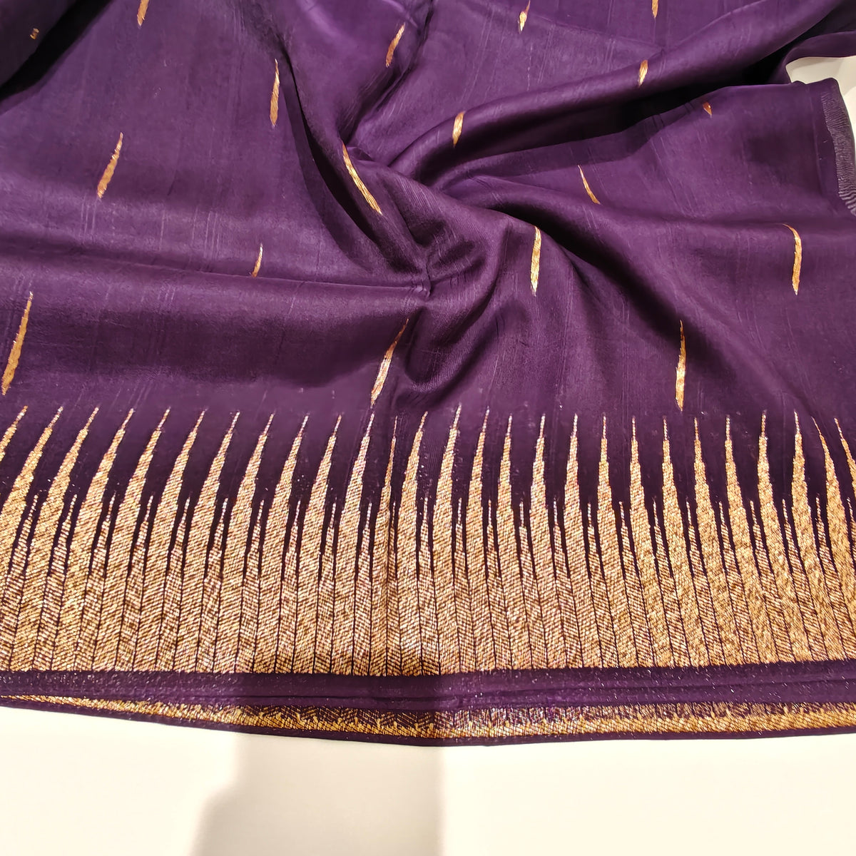 Drak purple temple tussar saree