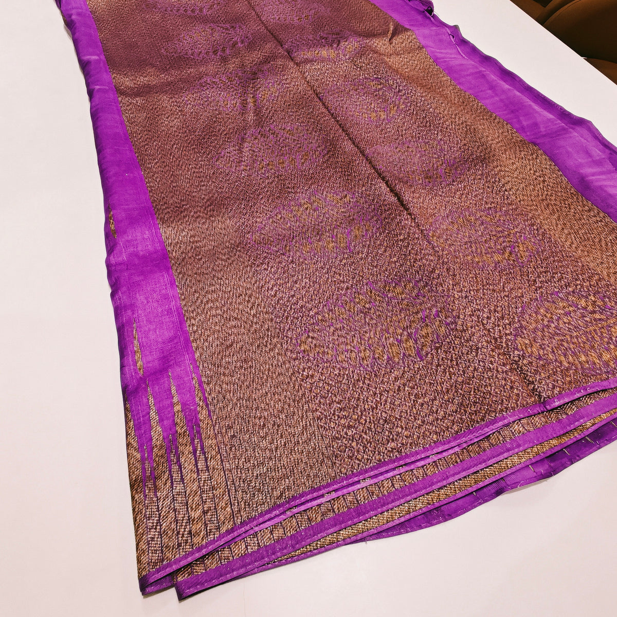 Lavender  temple  tussar saree