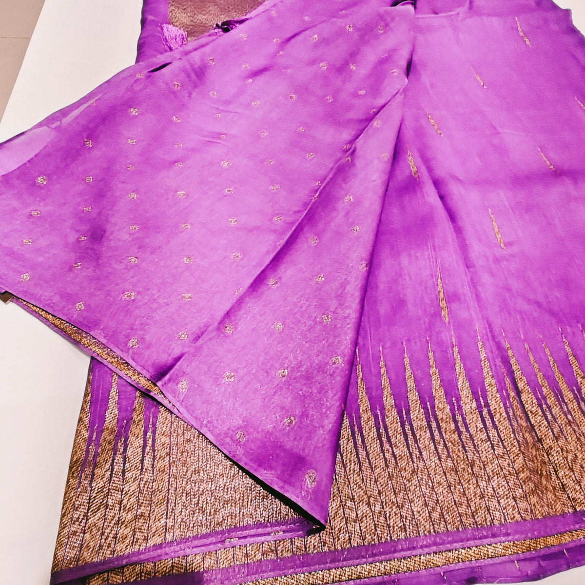 Lavender  temple  tussar saree