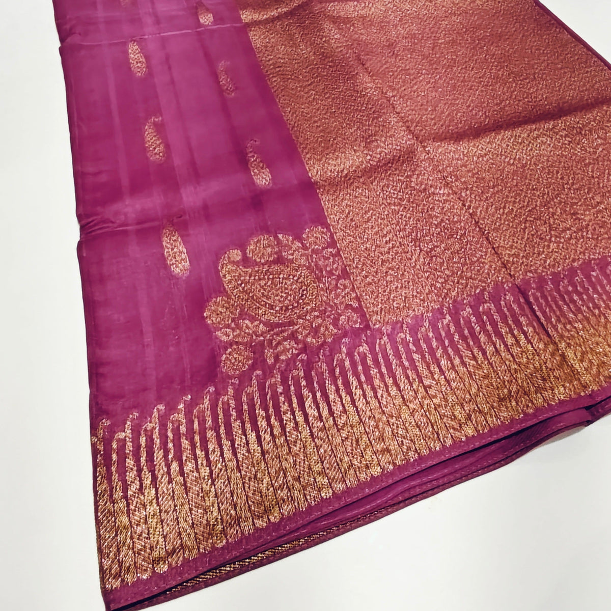 Lavender temple tussar saree