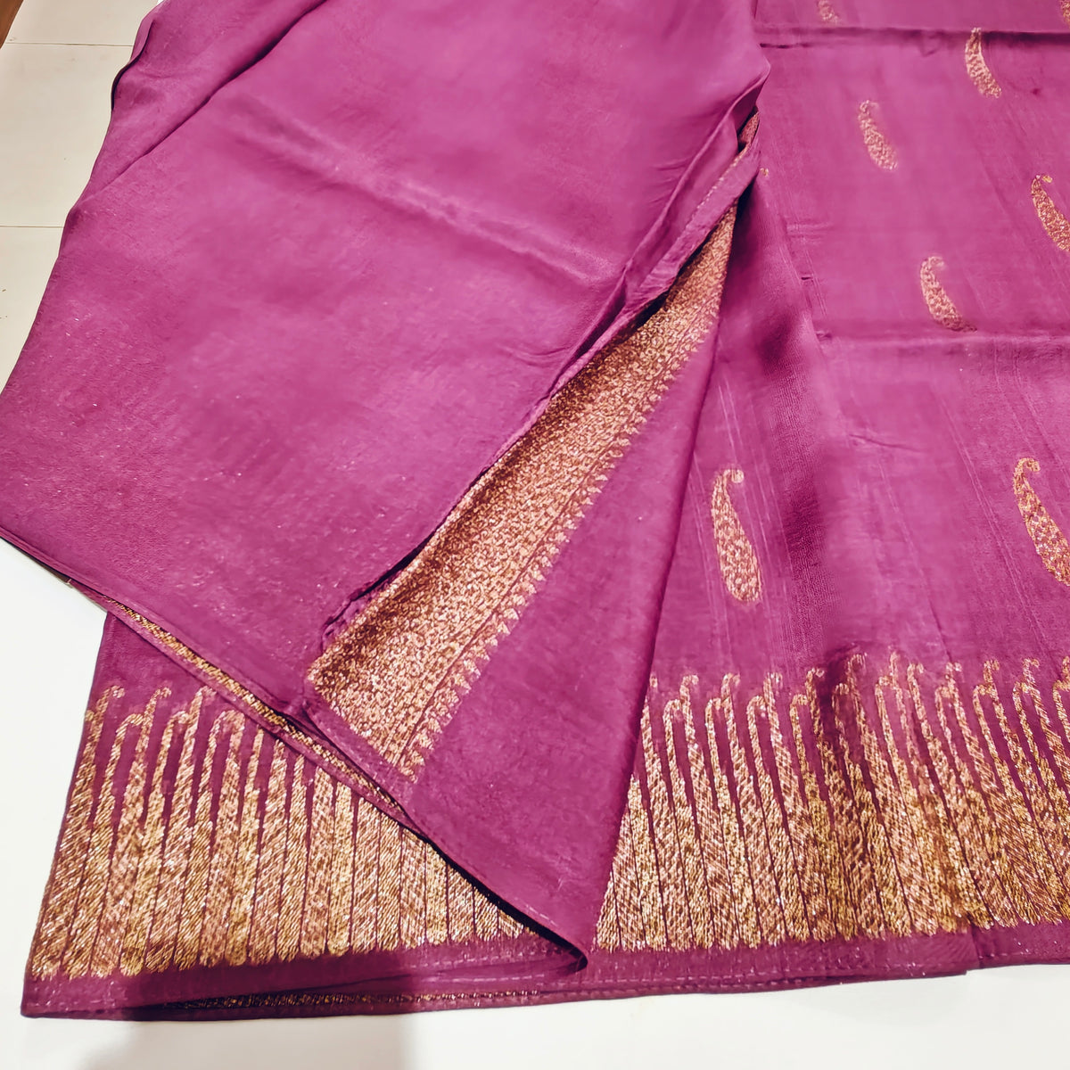 Lavender temple tussar saree