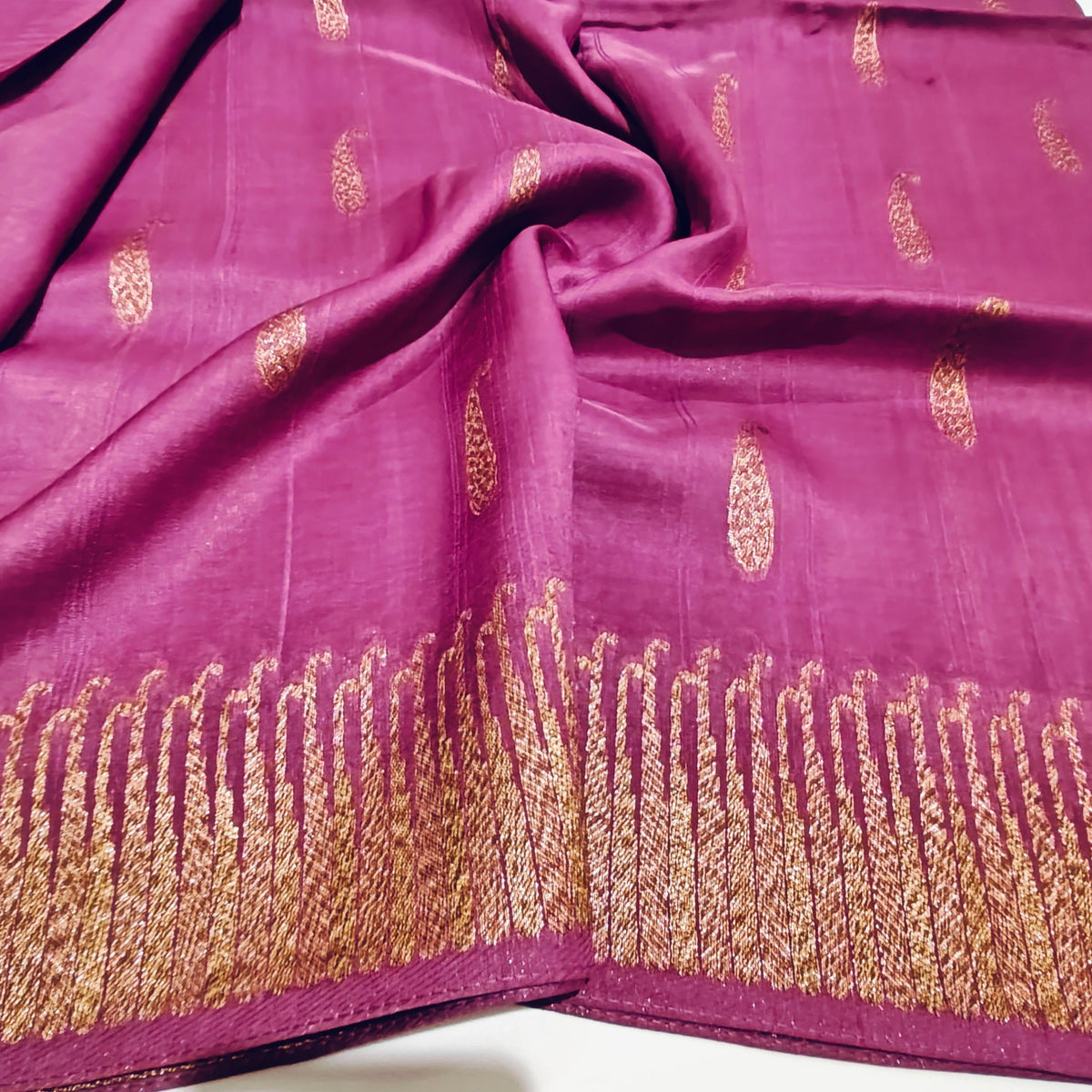 Lavender temple tussar saree