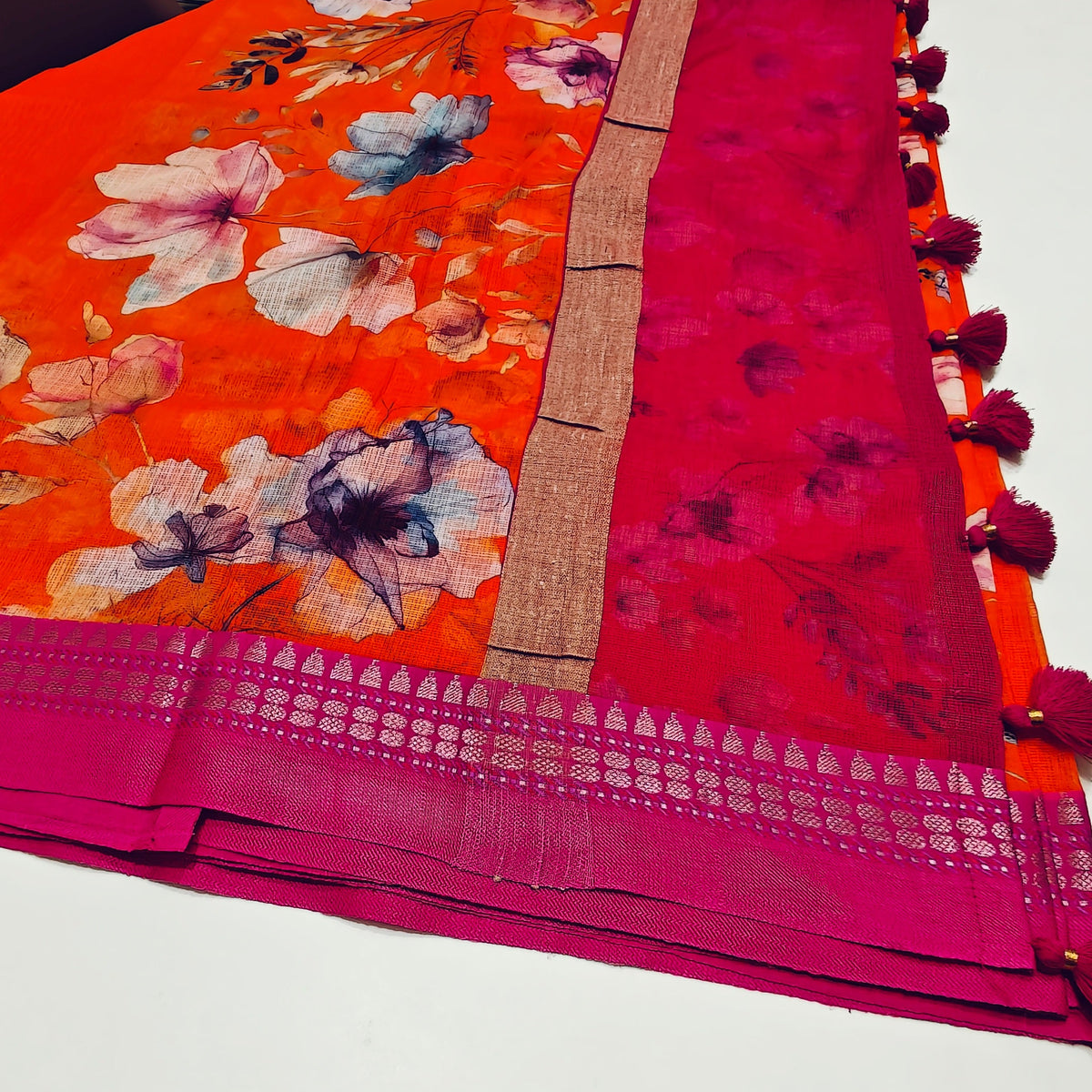 Orange handloom kota vidarba saree