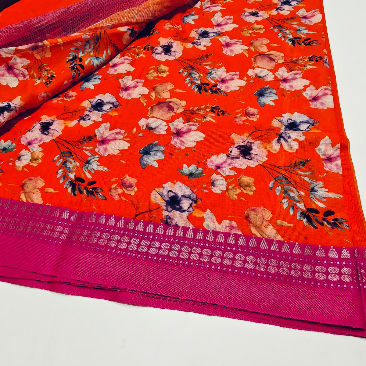 Orange handloom kota vidarba saree