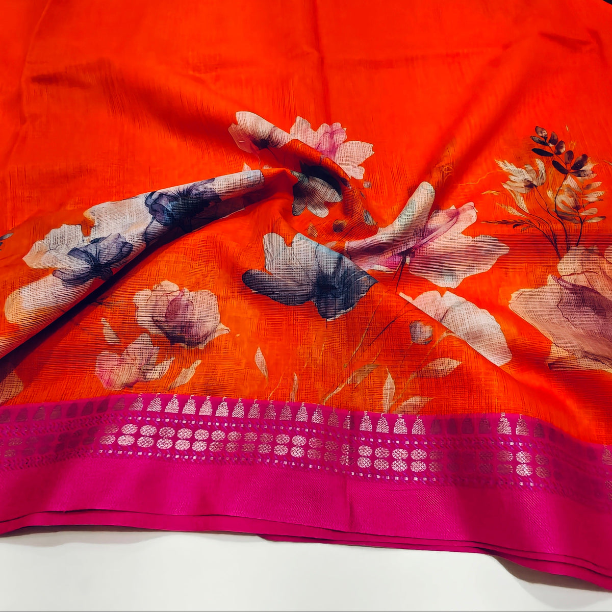 Orange handloom kota vidarba saree