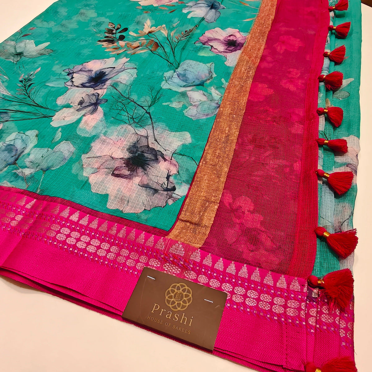 Sea green handloom kota vidarba saree