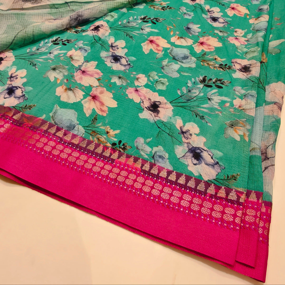Sea green handloom kota vidarba saree