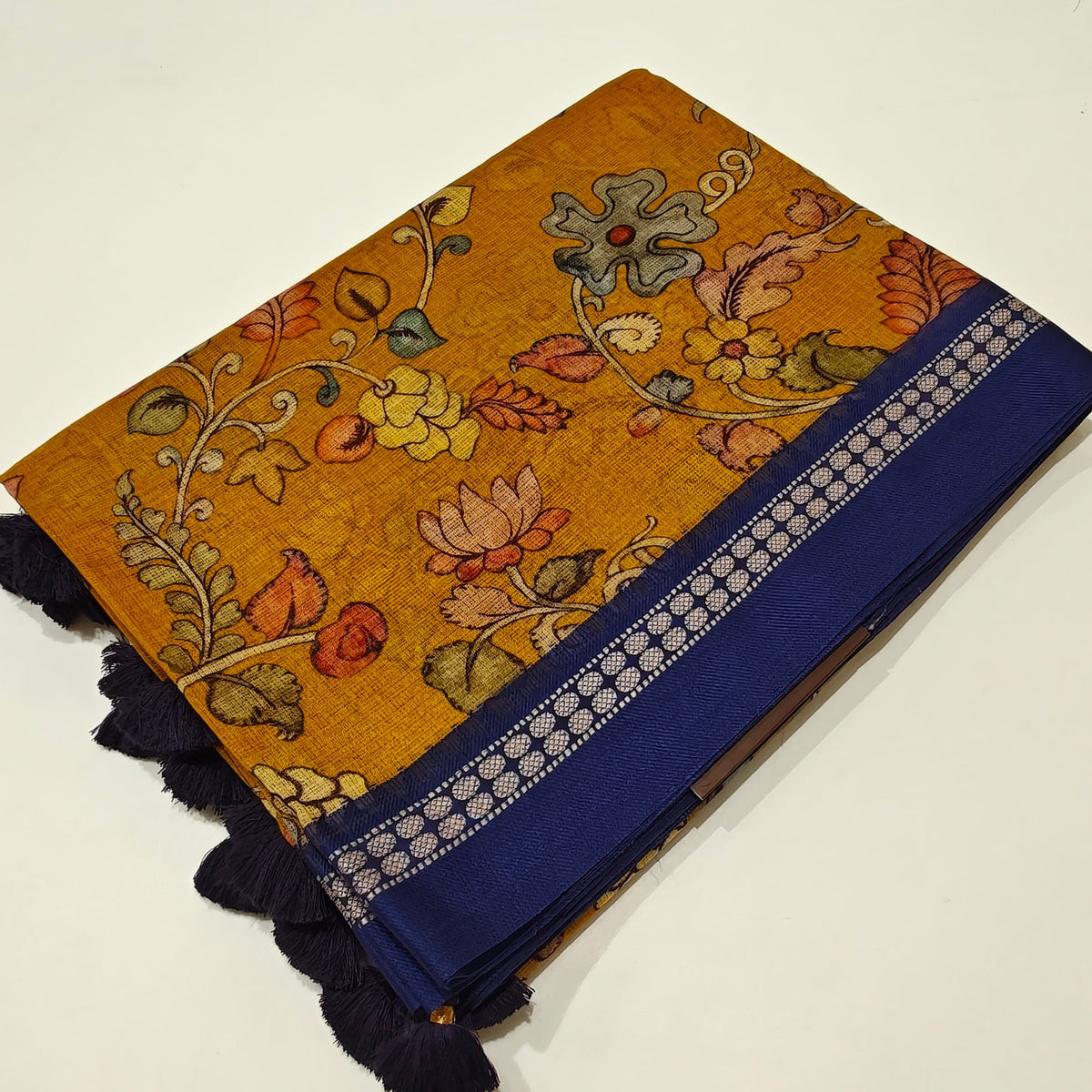 Mustard yellow handloom kota vidarba saree
