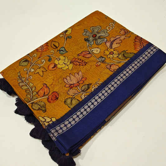 Mustard yellow handloom kota vidarba saree