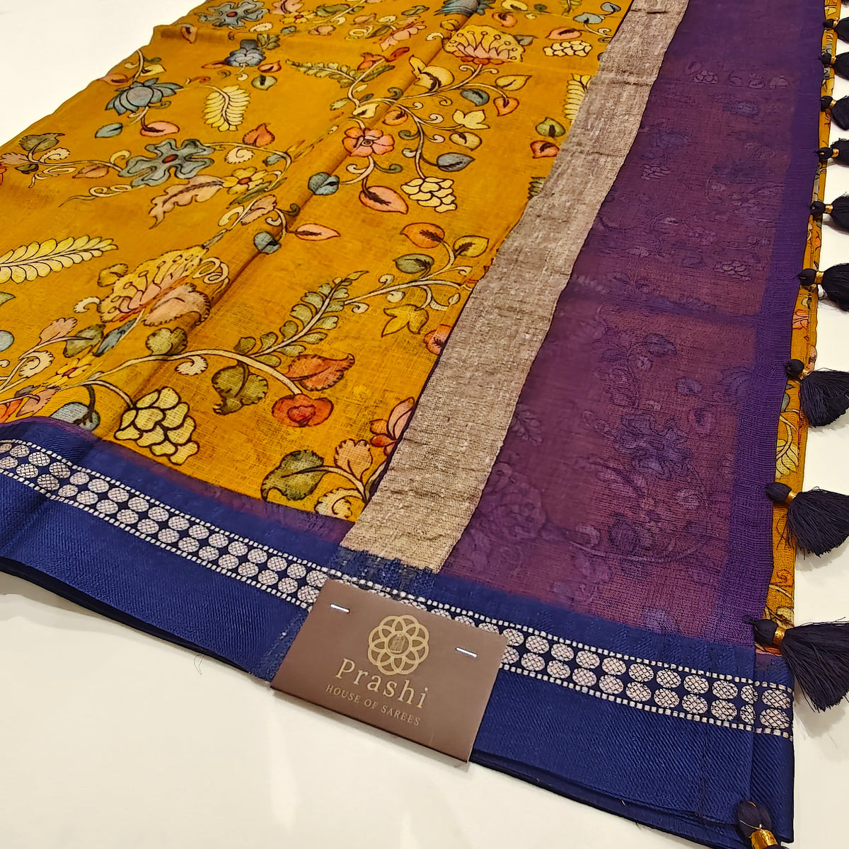 Mustard yellow handloom kota vidarba saree