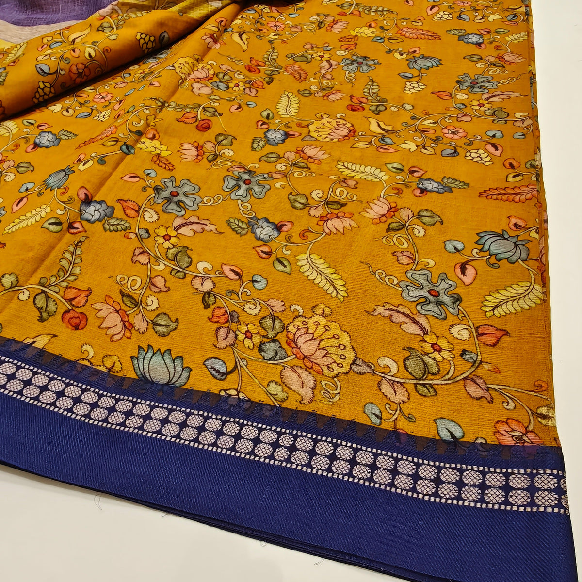 Mustard yellow handloom kota vidarba saree