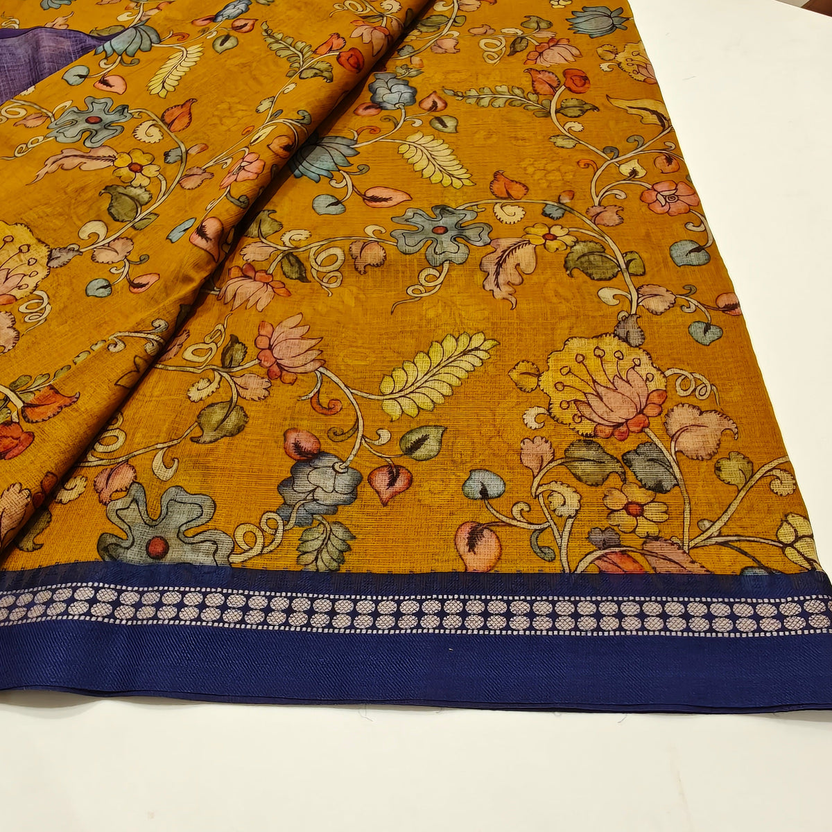 Mustard yellow handloom kota vidarba saree