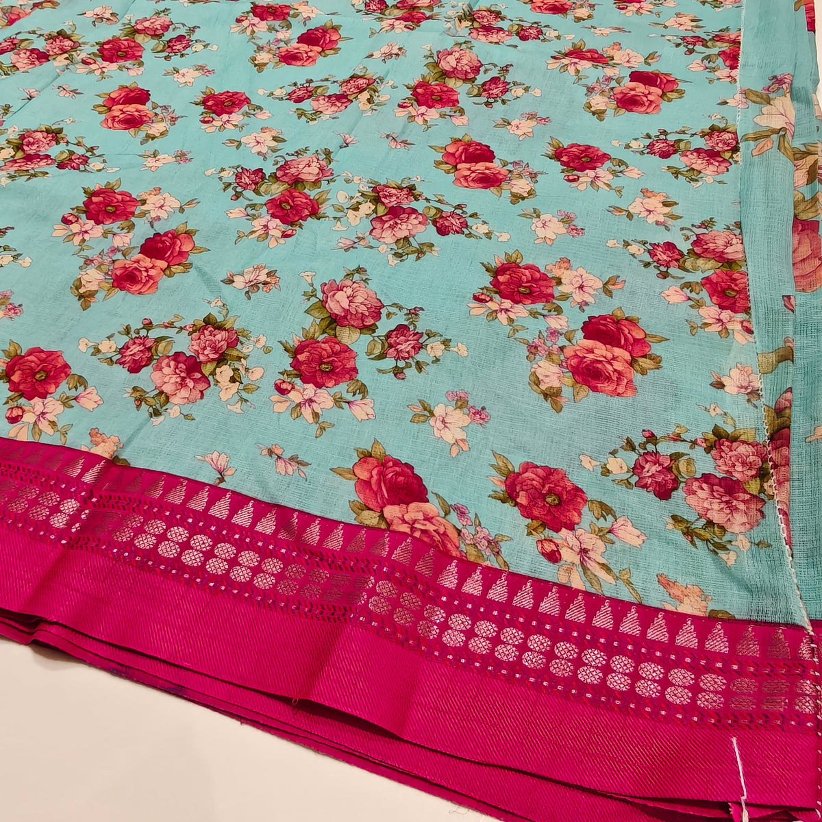 Sea blue handloom kota vidarba saree