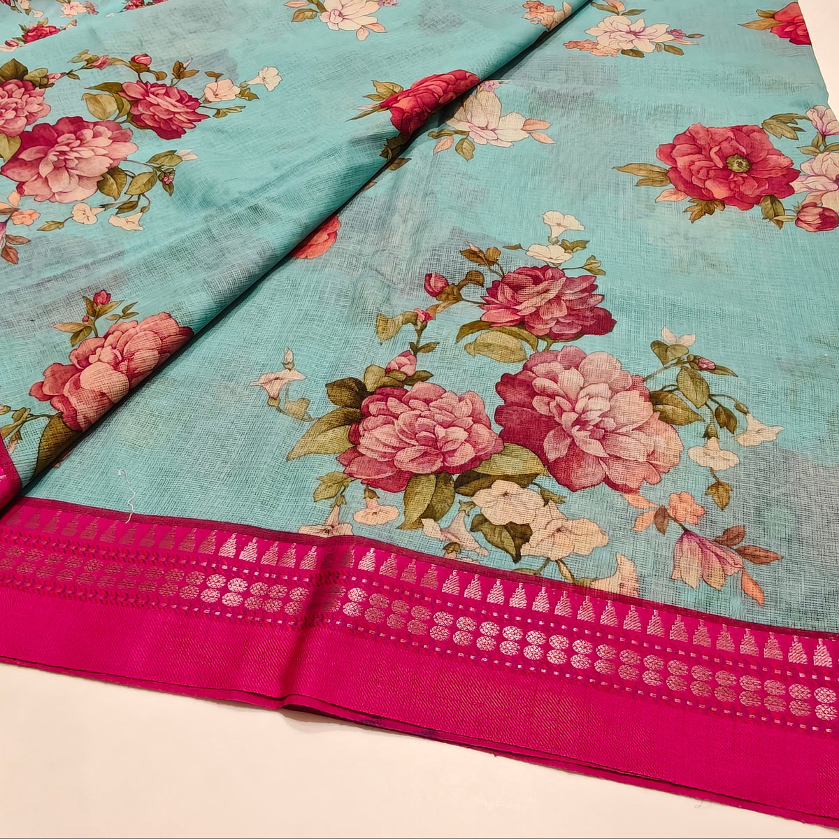Sea blue handloom kota vidarba saree