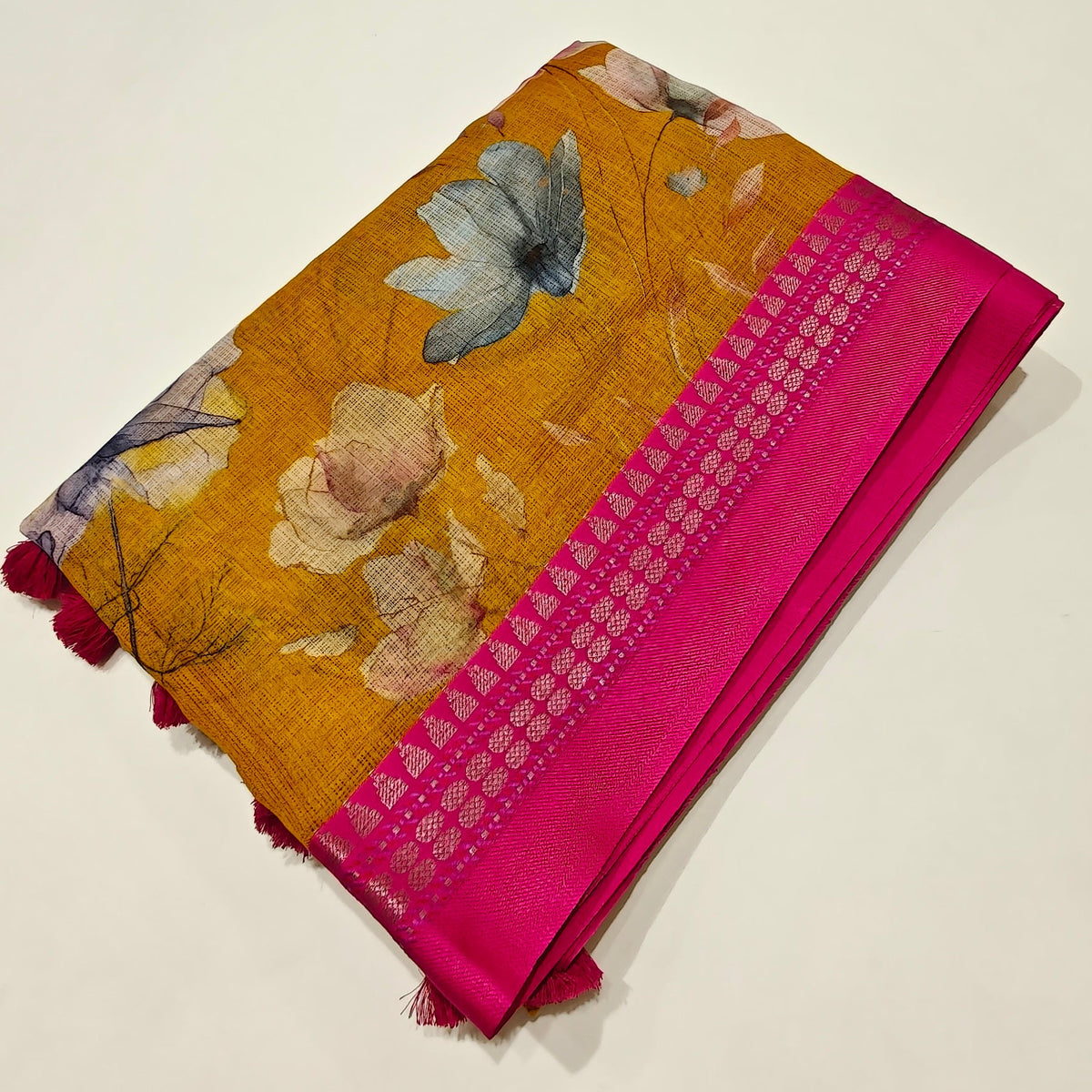 Mustard yellow handloom kota vidarba saree
