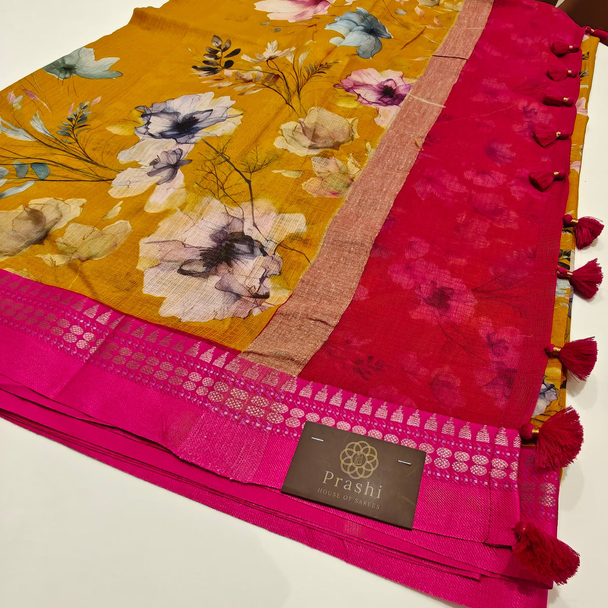 Mustard yellow handloom kota vidarba saree