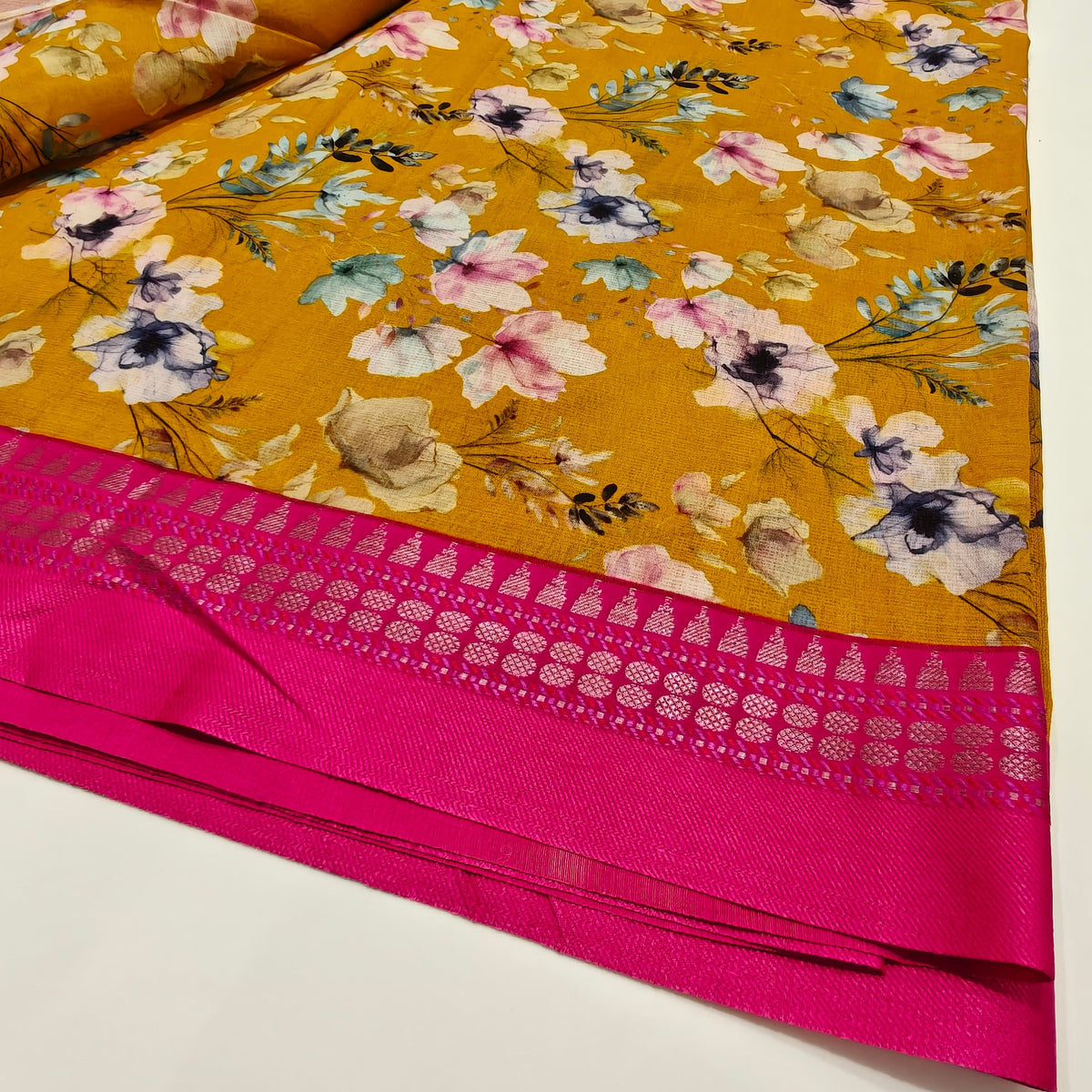 Mustard yellow handloom kota vidarba saree