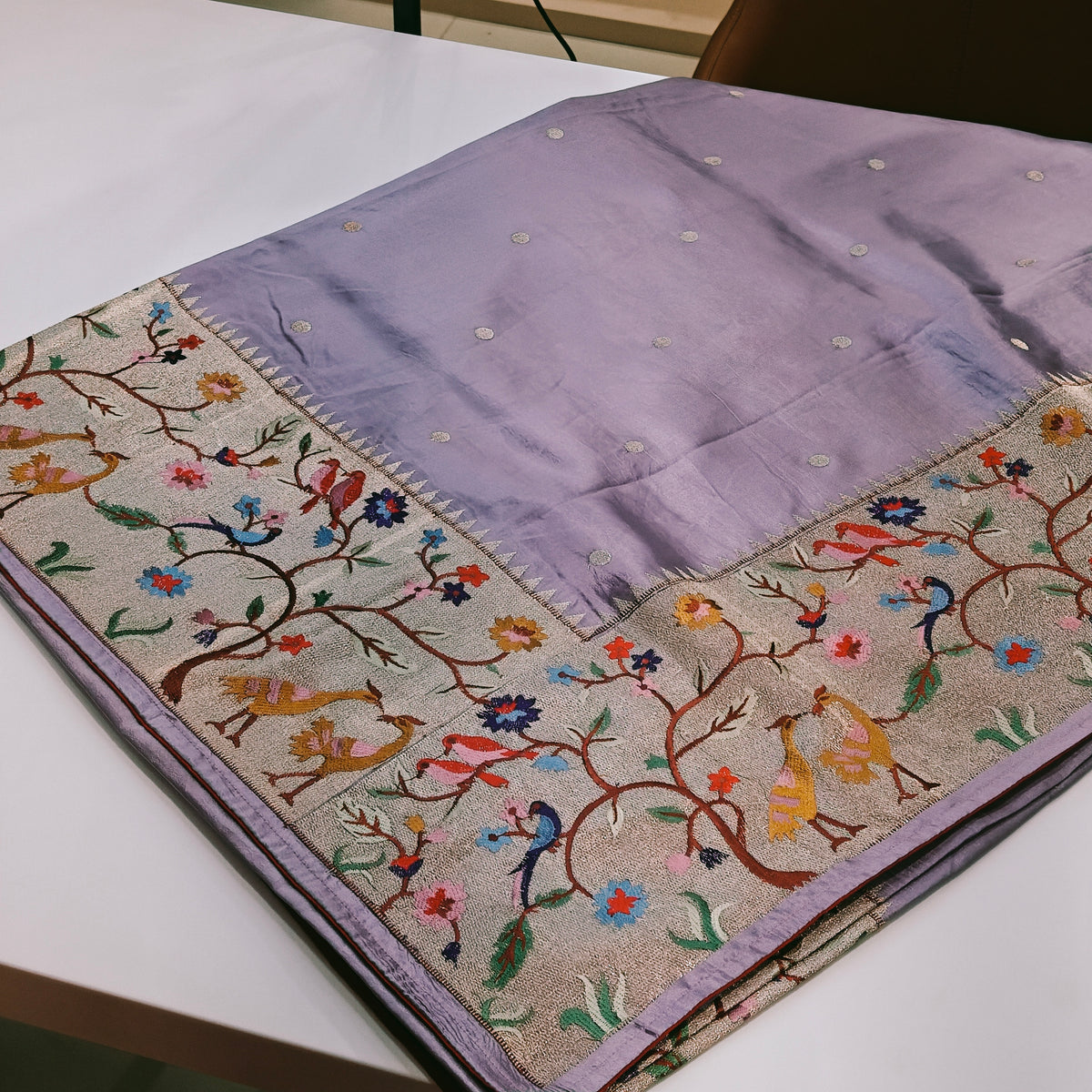 Lavender dola silk paithani saree