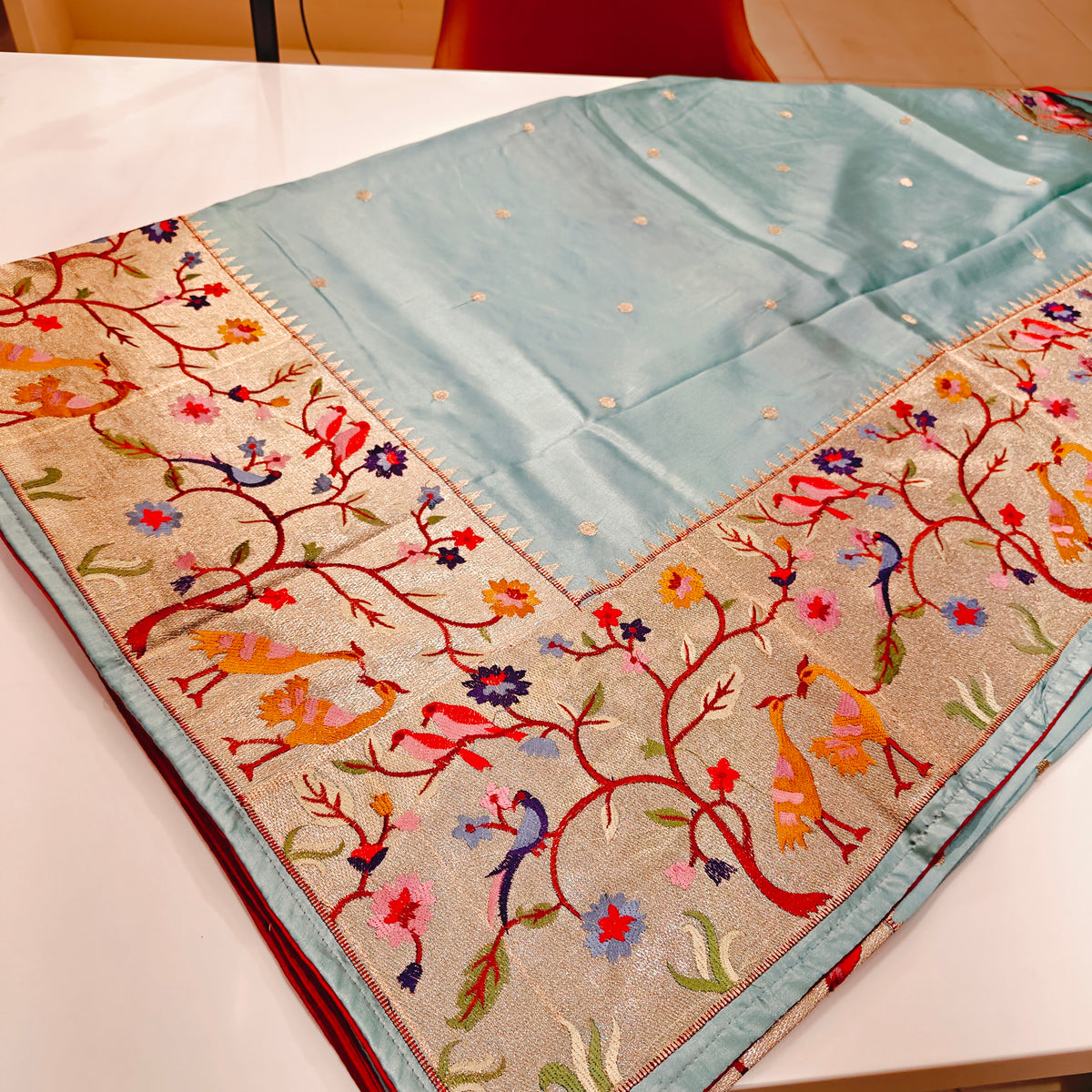 Light blue dola silk paithani saree