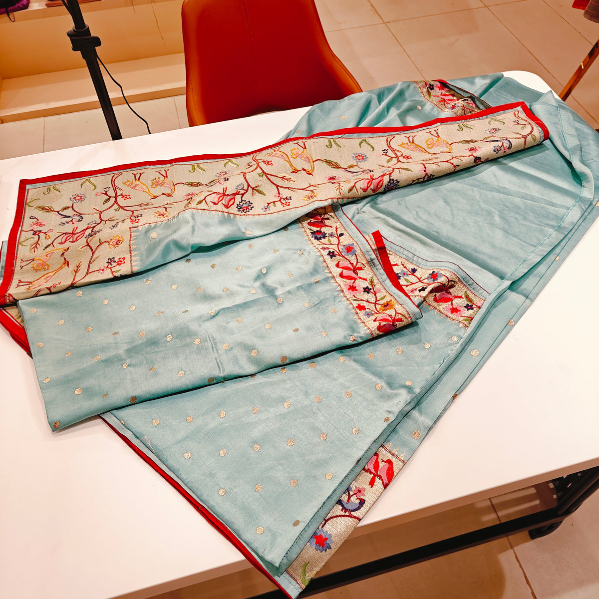 Light blue dola silk paithani saree