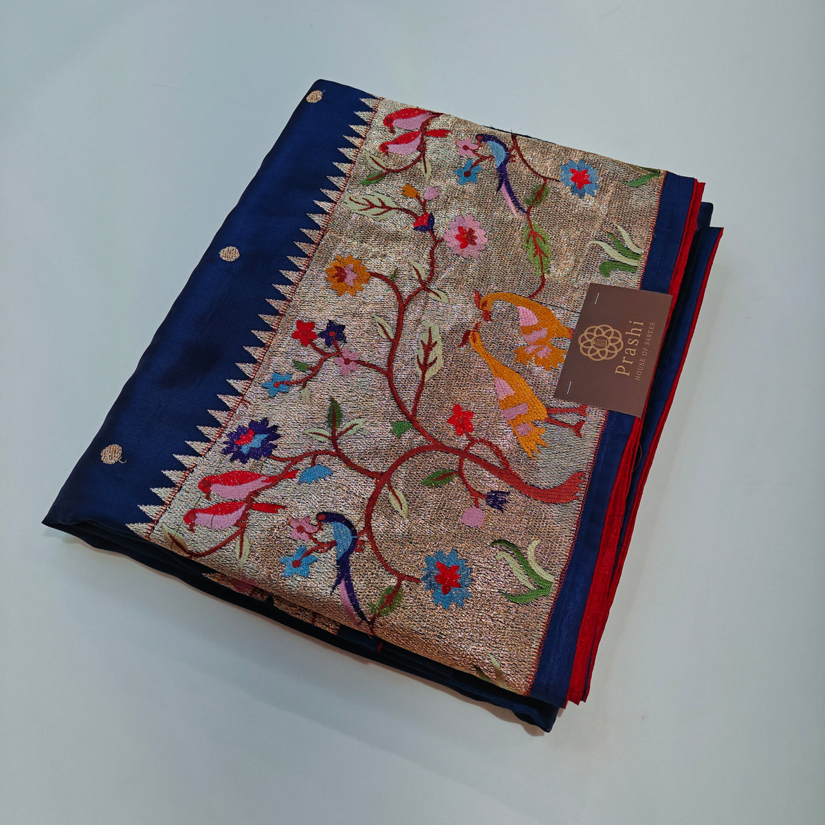 Navy blue dola silk paithani saree