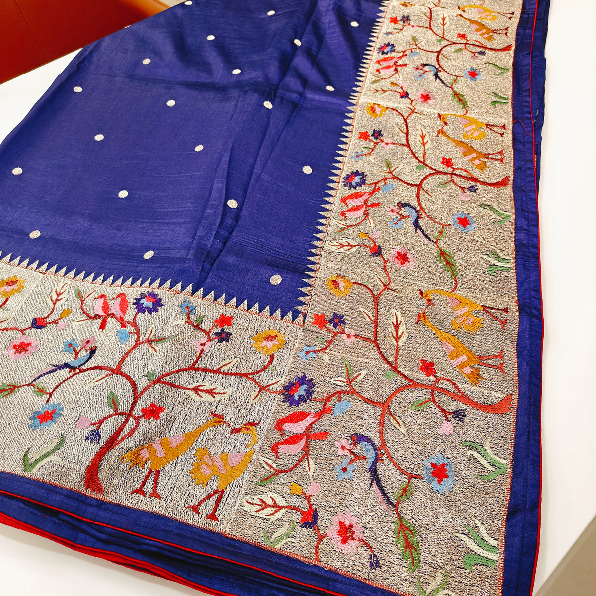 Navy blue dola silk paithani saree