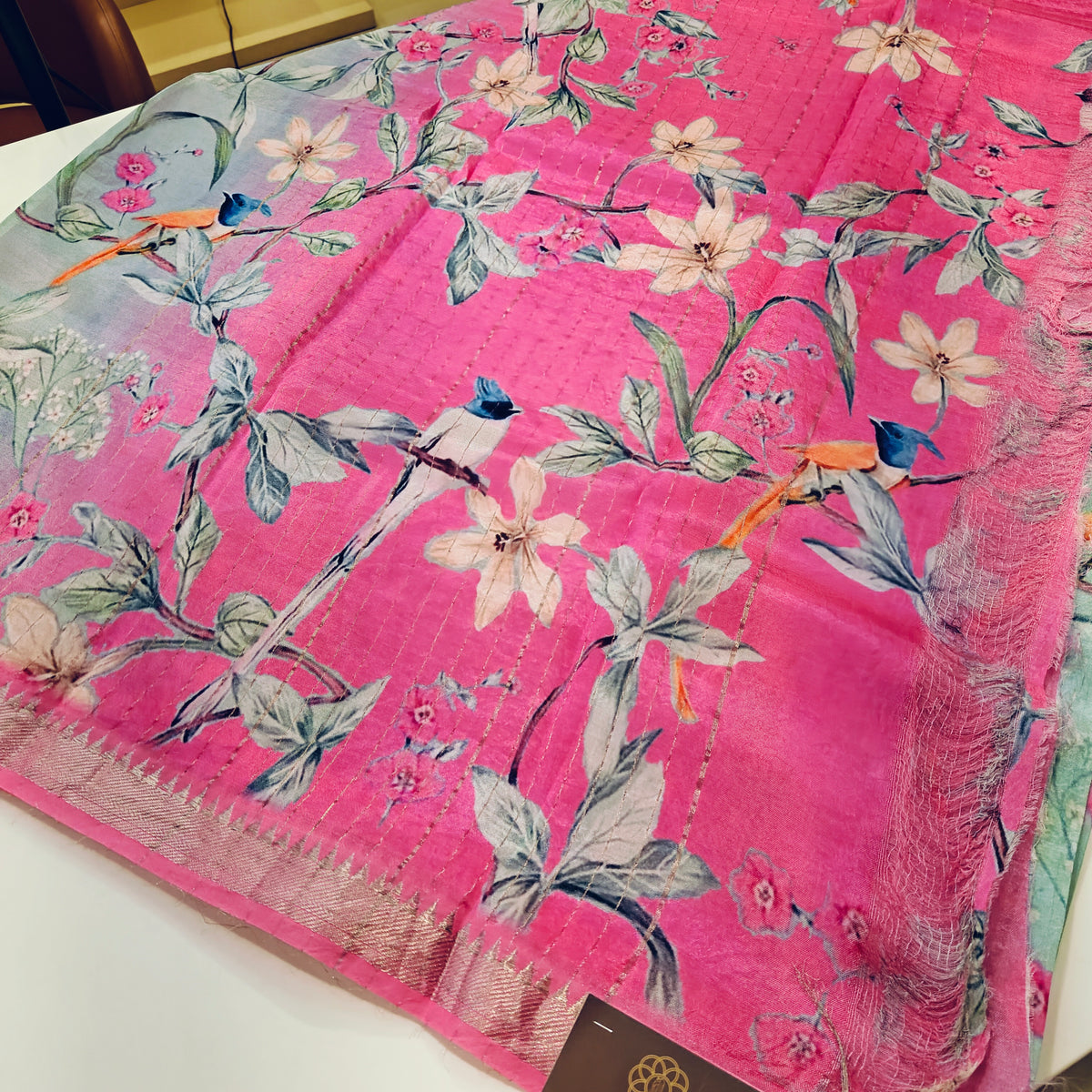 Light blue mangalagiri digital print saree