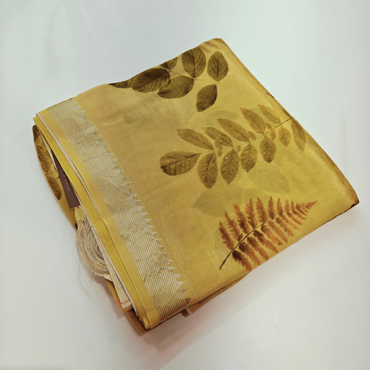 Mustard yellow mangalagiri digital print saree