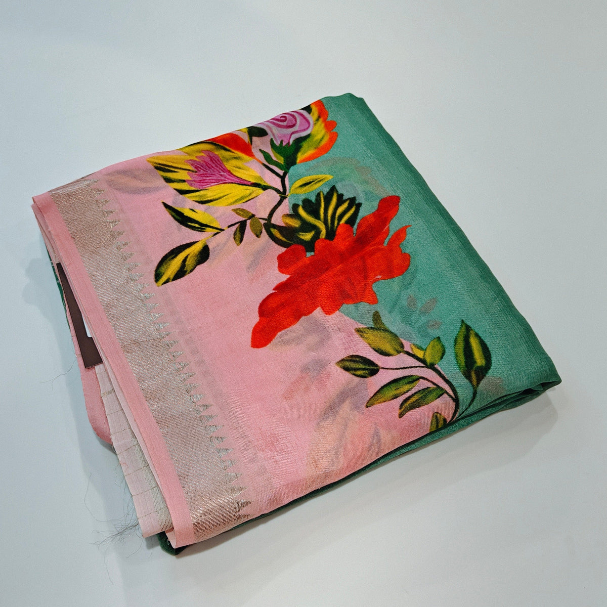 Sea blue mangalagiri digital print saree