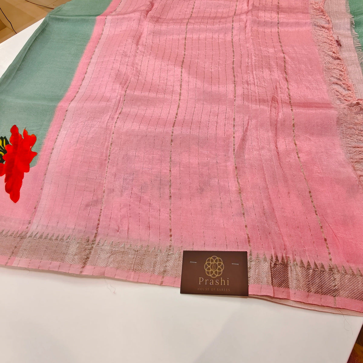 Sea blue mangalagiri digital print saree