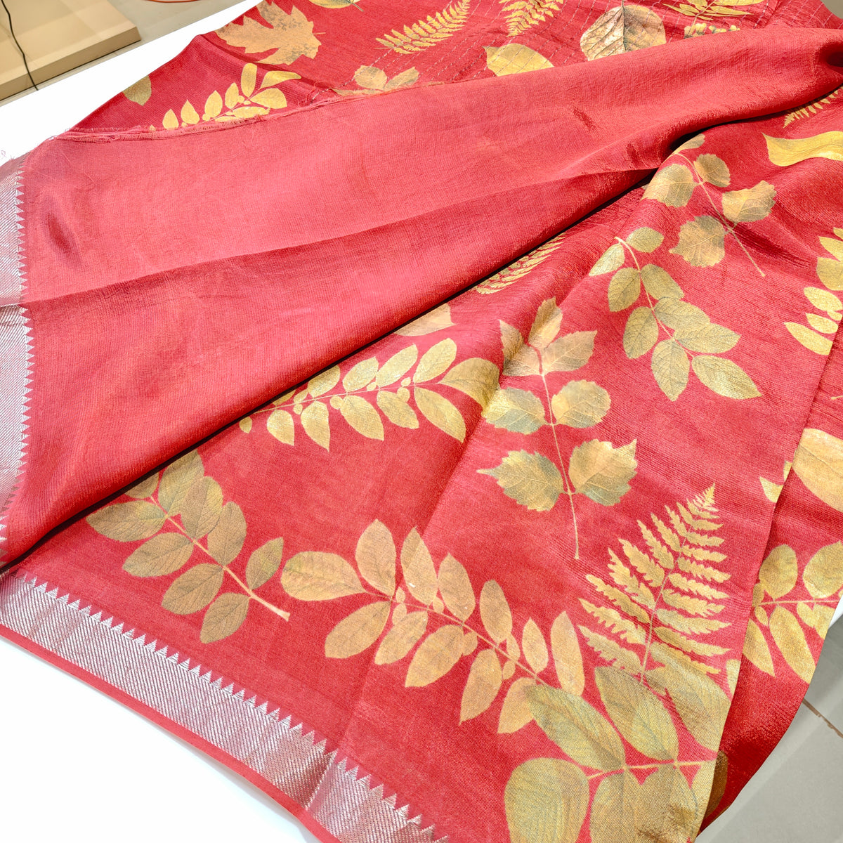 Pink  mangalagiri digital print saree