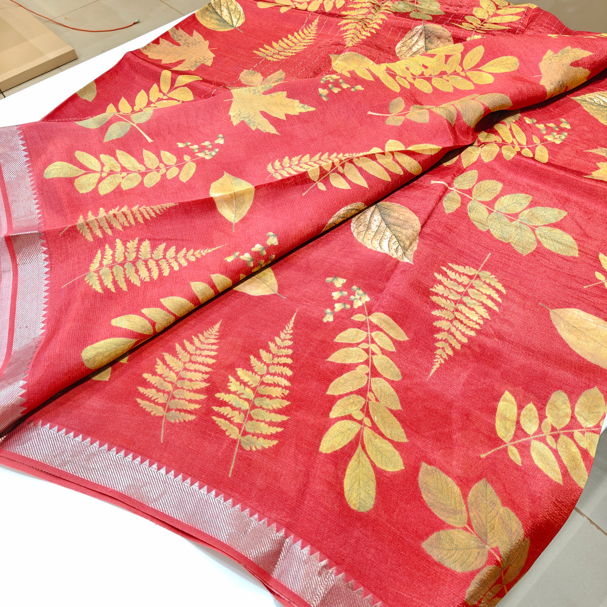 Pink  mangalagiri digital print saree