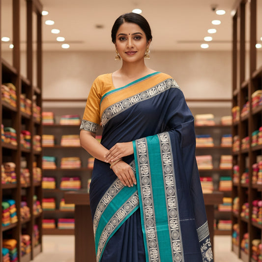 Black pure handloom narayanpet ganga jamuna border