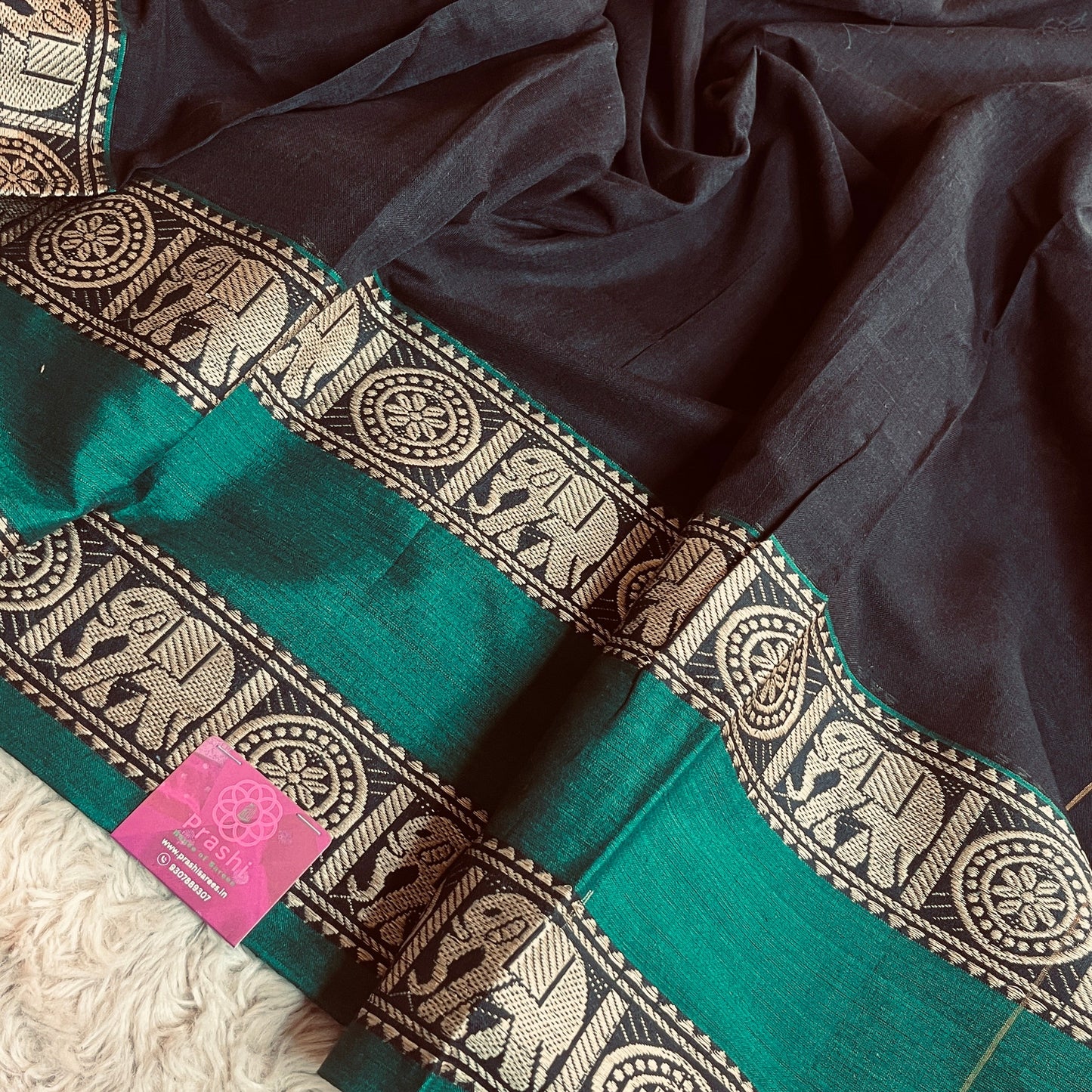 Black pure handloom narayanpet ganga jamuna border