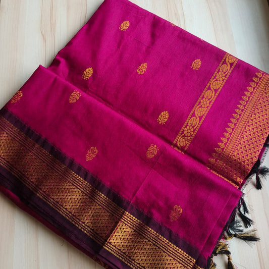 Magenta handloom kalyani cotton saree