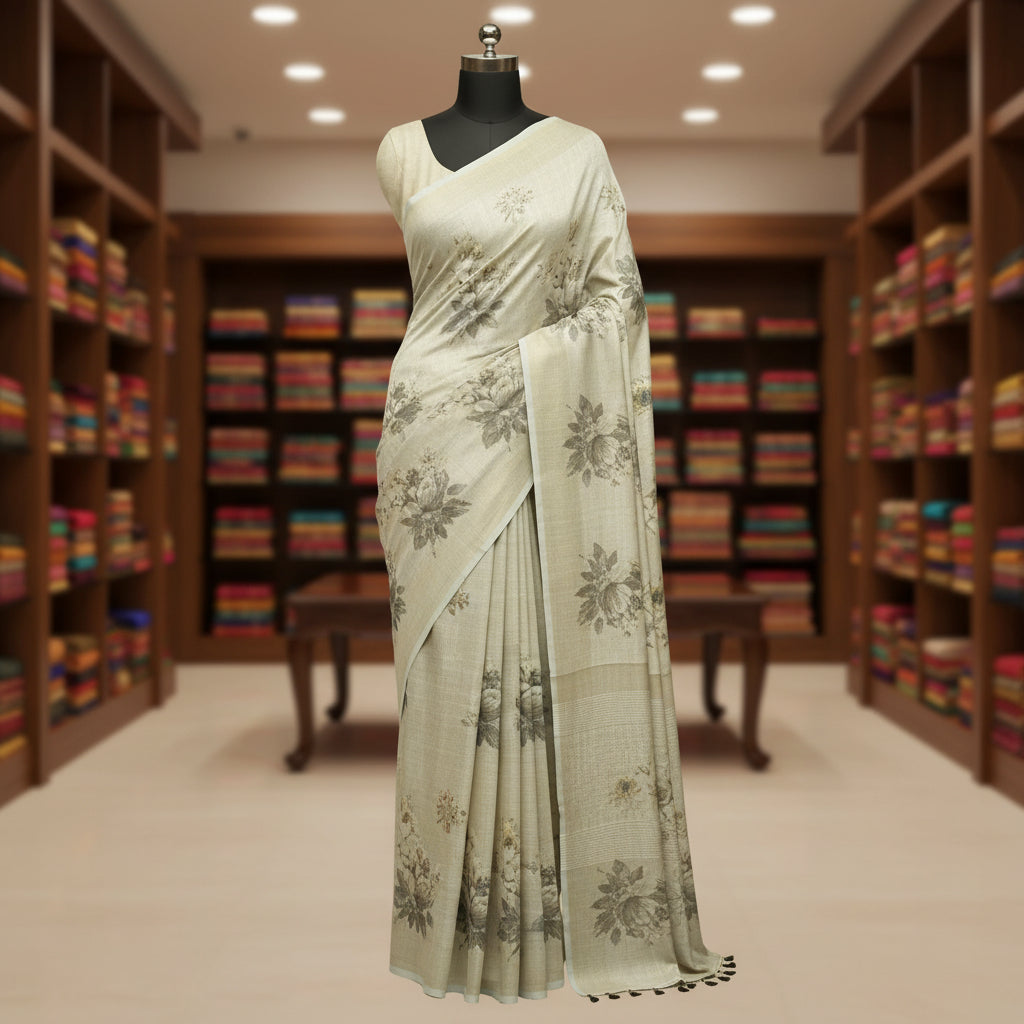 Grey soft kota cotton saree